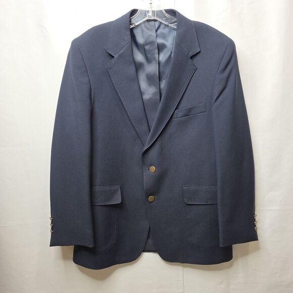 Levi’s Action Suit Blazer Mens 42S Navy Blue Two Button Vintage Sport Coat USA - Picture 1 of 9